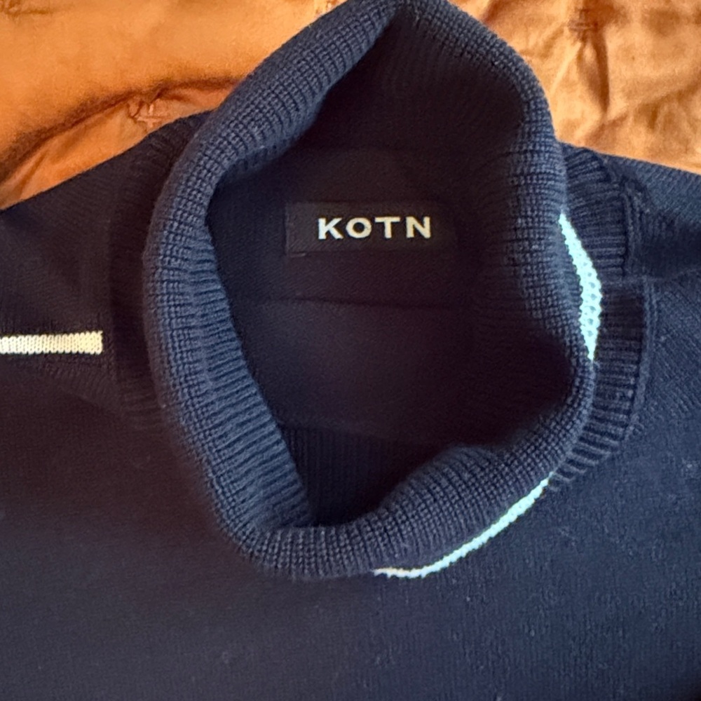 KOTN black Turtleneck Sweater with White Trim size M women’s - Picture 2 of 6